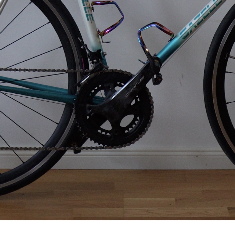 Video still — polishing a crank arm, macro